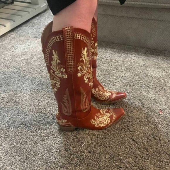 Women's Wide Calf Knee High Cowgirl Boots Sz 6-10 - Picture 12 of 16